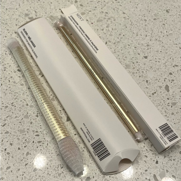 Seint Dual-Ended Makeup Brush Set & Brush Cleaner - Blush, blend, shadow - new - Picture 5 of 7